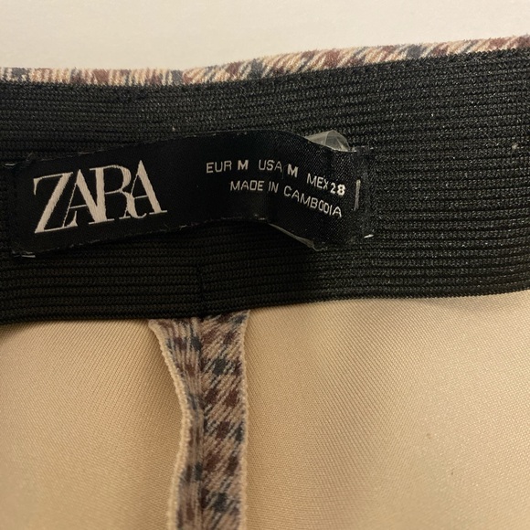 Zara Plaid Trousers in Beige and Black - Picture 3 of 4